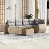 Image de Salon de jardin modulable vidaxl resine tressee beige 5 personnes 62 x 62 x 69 cm 6 pieces