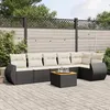 Image de Noir Vidaxl 7 pieces 6 personnes resine tressee 62 x 62 x 69 salon de jardin modulable