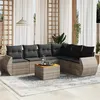 Image de Salon de jardin modulable Vidaxl 6 personnes resine tressee 7 pieces 62 x 62 x 69 cm gris