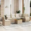 Image de Salon de jardin modulable Vidaxl beige 6 personnes 7 pieces 62 x 62 x 69 resine tressee