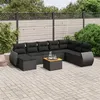 Image de vidaXL 9-delige Loungeset met kussens poly rattan zwart3257469