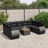 Image de Salon de jardin modulable Vidaxl 9 personnes 10 pieces noir 62 x 62 x 69 resine tressee