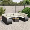 Image de vidaXL Salon de Jardin avec Coussins 10 pcs, Canapés de Terrasse, Ensemble de Meubles de Patio, Mobilier d'Extérieur, Noir 3257477