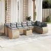 Image de Salon de jardin modulable Vidaxl rotin beige 11 pieces x 71 x 69 10 personnes