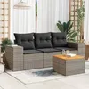 Image de Salon de jardin modulable Vidaxl 4 pieces 3 personnes resine tressee 62 x 55 x 69 cm gris