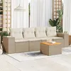 Image de Salon de jardin modulable vidaxl resine tressee 4 personnes beige 62 x 55 x 69 cm 5 pieces