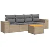 Image de Salon de jardin modulable vidaxl resine tressee 5 pieces 4 personnes 62 x 55 x 69 cm beige