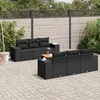 Image de vidaXL Salon de jardin 7 pcs avec coussins noir résine tressée 3257665