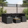 Image de vidaXL Salon de jardin 7 pcs avec coussins noir résine tressée 3257672