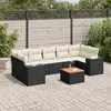 Image de Salon de jardin modulable Vidaxl 8 pieces 7 personnes noir 62 x 62 x 69 cm rotin