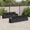 Image de vidaXL Salon de jardin 9 pcs avec coussins noir résine tressée 3257693