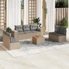 Image de Salon de jardin modulable vidaxl resine tressee 8 pieces beige 62 x 55 x 69 cm 7 personnes