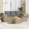 Image de vidaxl Salon de jardin modulable - Lot de 5 pièces - Résine tressée beige - Table fixe - 4 personnes