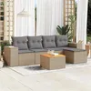 Image de Salon de jardin modulable vidaxl resine tressee beige 6 pieces 62 x 55 x 69 cm 5 personnes