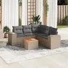 Image de Vidaxl Salon de jardin modulable - Lot de 6 pièces - Rotin beige - 5 personnes - 1 table fixe, 2 canapés