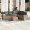 Image de Vidaxl Salon de jardin modulable - Lot de 7 pièces - Résine tressée beige - Table fixe - 6 personnes