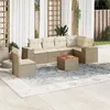 Image de Salon de jardin modulable vidaxl 6 personnes beige 7 pieces 62 x 62 x 69 cm resine tressee