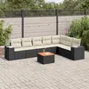 Image de vidaXL Salon de Jardin avec Coussins 8 pcs, Canapés et Table de Terrasse, Ensemble de Meubles d'Extérieur Patio, Noir Résine 3257806