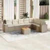 Image de Salon de jardin modulable vidaxl beige resine tressee 8 pieces 62 x 62 x 69 cm 7 personnes