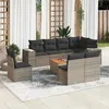 Image de vidaXL Salon de Jardin avec Coussins 9 pcs, Canapés et Table de Terrasse, Ensemble de Meubles d'Extérieur Patio, Gris Résine 3257817