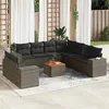 Image de vidaXL Salon de Jardin avec Coussins 10 pcs, Canapés de Patio, Ensemble de Meubles, Mobilier de Terrasse Extérieur, Gris 3257845