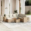 Image de Salon de jardin modulable Vidaxl 7 personnes resine tressee beige 62 x 62 x 69 cm 8 pieces