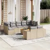 Image de Salon de jardin modulable vidaxl resine tressee 9 personnes beige 62 x 62 x 69 cm 3 pieces