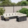 Image de vidaXL Salon de Jardin avec Coussins 10 pcs, Canapés de Terrasse, Ensemble de Meubles de Patio, Mobilier d'Extérieur, Noir 3257939