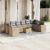 Image de Salon de jardin modulable vidaxl resine tressee 11 pieces 10 personnes 62 x 62 x 69 cm beige