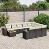 Image de 10 personnes Vidaxl resine tressee noir salon de jardin modulable 62 x 62 x 69 11 pieces