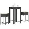 Image de Ensemble de bar de jardin vidaXL 3 pcs avec coussins noir poly rotin