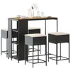 Image de vidaXL Ensemble de bar de jardin 5 pcs avec coussins noir poly rotin, ensemble de bar, ensemble de bar de patio, ensemble de 3261497