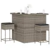 Image de Ensemble de bar de jardin 3 pcs et coussins gris résine tressée