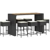 Image de Salon de jardin vidaxl noir resine tressee 9 pieces 185 x 80 x 110 cm