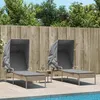 Image de vidaXL Chaises longues lot de 2 avec auvents et table beige poly rotin, lit de bronzage, chaise longue inclinable, lit de 3261572