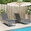 Image de vidaXL Chaises longues avec coussins lot de 2 gris résine tressée 3261589