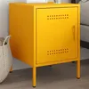 Image de vidaXL Table de chevet jaune moutarde 36x39x50,5 cm acier, armoire, armoire latérale, support de téléphone, table de chevet 842916