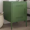 Image de vidaXL Table de chevet vert olive 36x39x50,5 cm acier, armoire, armoire latérale, support de téléphone, table de chevet, 842918