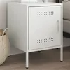 Image de vidaXL Table de chevet blanc 36x39x50,5 cm acier, armoire, armoire latérale, support de téléphone, table de chevet, mobilier 842920