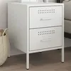 Image de vidaXL Table de chevet blanc 36x39x50,5 cm acier, armoire, armoire latérale, support de téléphone, table de chevet, mobilier 842932