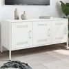 Image de vidaXL Meuble TV blanc 100,5x39x50,5 cm acier, support TV, buffet TV, meuble multimédia, banc TV, armoire hifi, centre de 842951