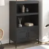 Image de vidaXL Buffet haut noir 68x39x113 cm acier, buffet, placard, armoire latérale, armoire, armoire de rangement, armoire haute, 842970