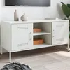 Image de vidaXL Meuble TV blanc 100,5x39x50,5 cm acier, support TV, buffet TV, meuble multimédia, banc TV, armoire hifi, centre de 842993