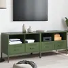 Image de vidaXL Meubles TV 2 pcs, Armoires de Télévision avec Pieds, Supports Télé avec Rangement Salle de Séjour, Vert Olive 843051