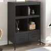 Image de vidaXL Buffet Haut, Armoire avec Pieds et Compartiments, Meuble de Rangement, Organisateur de Salle de Séjour, Noir 843102