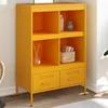 Image de vidaXL Buffet Haut, Armoire avec Pieds et Compartiments, Meuble de Rangement, Organisateur de Salle de Séjour, Jaune 843105