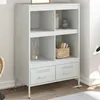 Image de vidaXL Buffet Haut, Armoire avec Pieds et Compartiments, Meuble de Rangement, Organisateur de Salle de Séjour, Blanc 843107