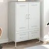 Image de vidaXL Buffet Haut, Armoire avec Pieds et Compartiments, Placard avec Porte, Organisateur de Salle de Séjour, Blanc 843113