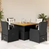 Image de vidaXL Ensemble à manger de jardin coussins 5pcs Noir Résine tressée 3262767
