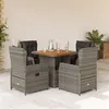 Image de vidaXL 5-delige Tuinset met kussens poly rattan grijs3262769